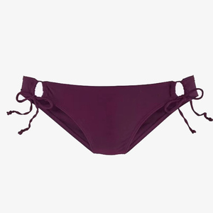 Conjunto de bikini de dos piezas color ciruela para mujer, top cruzado con cuello halter y efecto push-up, braga con lazo lateral, traje de baño de spandex y poliéster - Product Image 2