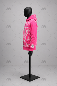 เสื้อฮู้ดซิปปักลายสีชมพู เสื้อสเวตเชิ้ตผ้าฟลีซผู้ชาย สตรีทแวร์แบบกำหนดเอง เสื้อคลุมฤดูหนาว - Product Image 2