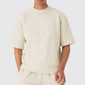Men's Casual 2-Piece <b>Knitted</b> Polyester/Cotton Breathable Summer Suit <b>Set</b> - Product Image 3