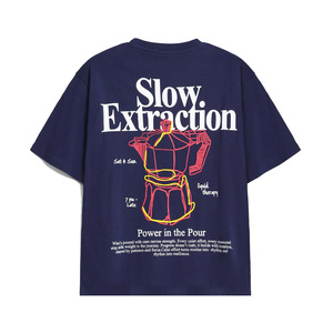 Trendy Drop Shoulder <b>T</b> <b>Shirt</b> Custom Screen Printed <b>Men's</b> Oversized <b>Navy</b> <b>Blue</b> Cotton <b>T</b> <b>Shirt</b> Casual Short Sleeve <b>T</b> <b>Shirt</b> - Product Image 3