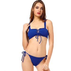 Custom Summer Bathing Suit for Women Sexy Dry Fit 2-Piece <b>Set</b> Nylon Stretch Padded <b>Plus</b> <b>Size</b> Beach Bandeau Swimwear Front Plain - Product Image 1