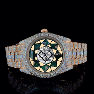 Reloj de Pulsera con Caja Redonda, Correa de Acero Inoxidable, Estilo Único, Esfera con Diamantes de Laboratorio, Cronógrafo, Movimiento de Cuarzo Analógico - Product Image 1
