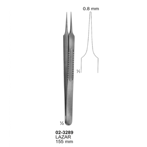 Micro-pince Lazar 0,8 mm, 155 mm |   Instrument chirurgical de classe I en acier inoxydable de qualité supérieure - Product Image 1