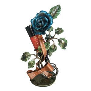 Wrought Iron Wine <b>Rack</b> Decor Handcrafted Rose Leaf Decorative Single Bottle Holder Eco-Friendly Weather Resistant Vintage - Product Image 1