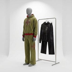 <span class=keywords><strong>Tuta</strong></span> Invernale Personalizzata da Uomo in 100% Cotone Terry Traspirante 400g, Set Verde con Stampa Grafica, Felpa con Cappuccio e <span class=keywords><strong>Pantaloni</strong></span> Jogger Casual - Product Image 4