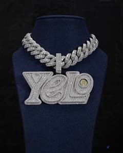 Pendentif Hip Hop personnalisé en argent sterling 925 avec diamant Moissanite VVS, lettre nom en lettres glacées, certifié IGI, personnalisable - Product Image 2