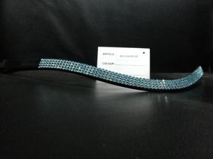 Banda de cejas de cristal ostentoso negro y azul Banda de cejas de caballo de cuero exportador indio. - Product Image 5