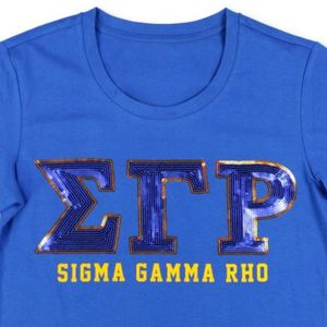 Camiseta con Lentejuelas SGR, Color Azul Rey, Hermandad Sigma Gamma Rho, Manga Corta, Prenda Griega Personalizada, Estilo Casual Urbano - Product Image 4