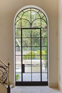 Porte d'entrée cintrée en fer <span class=keywords><strong>de</strong></span> style français avec <span class=keywords><strong>verre</strong></span> Nouveau design Filet d'écran en <span class=keywords><strong>fibre</strong></span> <span class=keywords><strong>de</strong></span> <span class=keywords><strong>verre</strong></span> Porte d'entrée avant en acier peint - Product Image 6