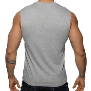 เสื้อกล้ามผู้ชาย ผ้าฝ้าย 95% ผสมอีลาสเทน 5% ดีไซน์กระเป๋าหน้า คอกลม สีพื้น สำหรับออกกำลังกาย เล่นกีฬา หรือใส่ลำลอง - Product Image 3