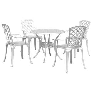 Ensemble de salle à manger de jardin en aluminium blanc, 5 pièces, design en treillis, meubles d'extérieur - Product Image 1