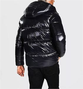 Blouson matelassé noir en PU pour homme, col montant, fermeture éclair, coupe-vent, rembourrage épais, décontracté, pour l'hiver 2027 - Product Image 4