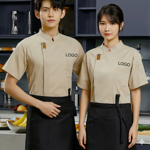 Uniformes de camarero para bar y club, chaquetas de chef de poliéster, camisa de trabajo de manga corta con bolsillo, chaqueta para hombre, uniforme de gerente de restaurante - Product Image 4