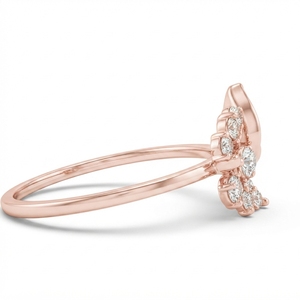 18K Rose Gold Flower <b>Ring</b> 0.369 CT Pear & Round Lab Grown Diamond 2.05g Open Statement Jewelry Nature Inspired Dainty <b>Ring</b> - Product Image 3