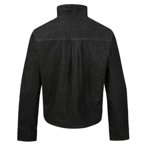 Blouson en jean incurvé sur mesure 3D pour homme - Design irrégulier multi-formes, vêtement d'extérieur style uniforme d'arts martiaux à capuche - Product Image 5
