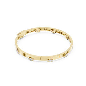 Luxury Yellow <b>Gold</b> Lab Grown Diamond Bezel <b>Set</b> Marquise <b>Bangle</b> Bracelet Minimalist Fine Jewelry for Women - Product Image 3