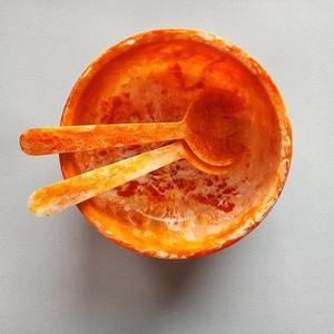 Eco-Friendly Polished Handmade Fantasy Fruitful Epoxy Resin Agate Bowl with Salad Server and Magnesia Party Decoration - Product Image 5