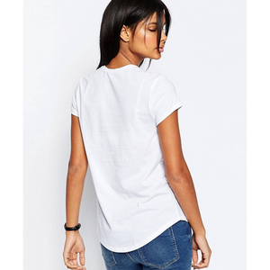 Women's White Crew Neck Short Sleeve T-Shirt Regular Fit Solid Color Casual Jersey Cotton <b>Top</b> - Product Image 2