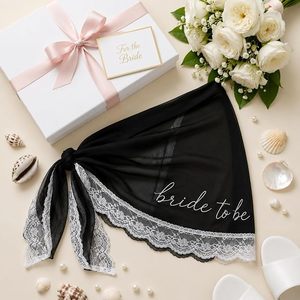 Bride to Be Embroidered Beach Sarong Lace Sheer Swimsuit Cover Up <b>Bridal</b> Honeymoon <b>Wrap</b> Skirt - Product Image 3