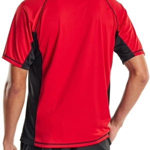 Chemise de sport unisexe rouge à manches longues, anti-UV, séchage rapide, respirante, en Spandex/Polyester 180g, design color block, logo frontal - Product Image 3