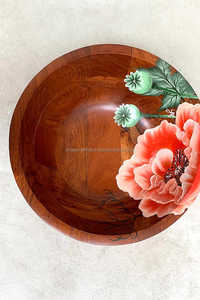 Nuevo diseño del fabricante Acabado a mano Tazón de madera para servir ensaladas Venta al por mayor Característica sostenible - Product Image 3