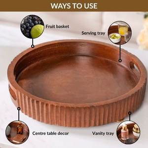ถาดไม้ทรงกลมลายริ้วสไตล์เรียบง่าย - Product Image 4