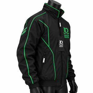 Veste coupe-vent noire et verte pour homme OARHLINT INDUSTRY, fermeture éclair, style décontracté, col montant, logo brodé, idéale pour l'automne - Product Image 3