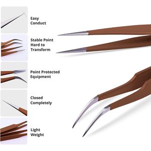 Pinzas para Extensiones de Pestañas, Calibradas a Mano, Punta Recta y Curva, para Extensiones de Pestañas y Joyería - Product Image 4