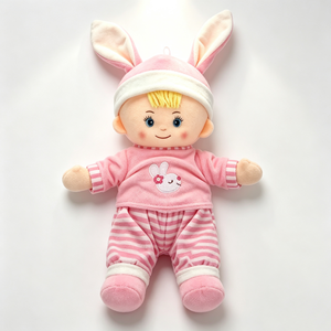 customized cute blonde baby plush toy, infant security comfort plush, rabbit themed cloth <b>doll</b> - Product Image 4