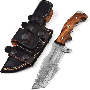 Cuchillo de Caza Premium Tracker Bushcraft, Acero de Damasco, Mango de Madera, Hecho a Mano, Alta Calidad, Pakistán - Product Image 6