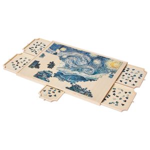 Plateau de puzzle rotatif portable de 1500 pièces avec 5 tiroirs, couvercle 34x25 pouces, accessoires de puzzle en bois - Product Image 1