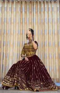 Customized Afghan Kuchi <b>Dress</b> Women Heavy Embroidery Velvet Fabric Afghan <b>Dress</b> Knee-Length Long Sleeves Breathable Casual <b>Dress</b> - Product Image 5