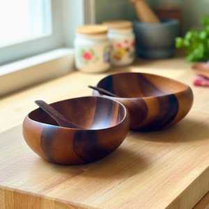 Bol à salade et à fruits en bois poli, fait main, écologique, durable, résistant au lave-vaisselle, moderne, personnalisable, cadeau d'entreprise - Product Image 5