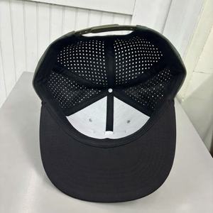 High Quality Custom Logo 5 Panel High Quality Two Tone Flat Brim Breathable Laser Cut Snapback Hat with Rope Made in Vietnam - Product Image 4