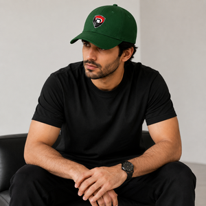 Casquette de baseball verte à 6 panneaux, logo lettre gaufré imprimé par transfert thermique sur le panneau avant, casquette décontractée ajustée unisexe adulte en coton - Product Image 5