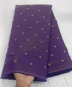 Chanderi Simer EmbroideryWork FabricExquisite RaniPink Vichitra SimmerSilk <b>Fabric</b> FeaturingIntricate Golden Zari Embroidery Work - Product Image 2