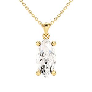 Marquesa-colgante de moissanita para mujer, joya de corte incoloro, collar de regalo de aniversario, colgante de oro sólido solitario, joyería elegante para mujer - Product Image 1