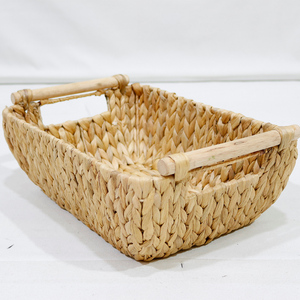 Bandeja de Almacenamiento Rectangular de Jacinto de Agua Artex Dong Thap con Asas de Madera - Product Image 2