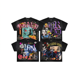 T-shirt surdimensionné pour homme, manches courtes, style streetwear, imprimé photo, jersey de coton, col rond, coupe classique avec motif - Product Image 2