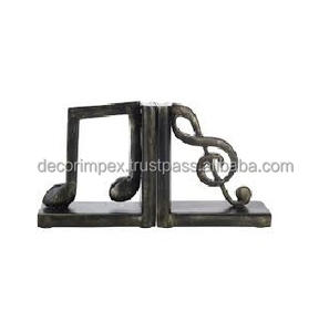 Serre-livres Note de musique Résine robuste pour étagère Chambre à coucher Bureau Marron | 2X Serre-livres Note de musique - Product Image 1