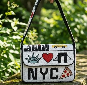 Bolso de noche con cuentas Venice Lamdcsape, bolso de hombro italiano con solapa de cuentas para mujer, bolso de mano para fiesta de verano, viajes, uso casual - Product Image 2