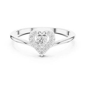 Anillo de Oro Amarillo Sólido de 14K con Diamante de Corte Redondo en Forma de Corazón, Joyería de Compromiso y Boda para Mujer, Diamante Cultivado - Product Image 5