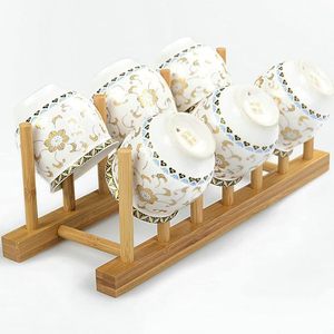 Égouttoir à vaisselle en bois pour comptoir de cuisine, support de séchage pour assiettes, bols, tasses, couvercles de casseroles, organisateur de rangement pour cuisine - Product Image 5
