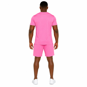 Conjunto de Pantalones Cortos Bermuda de Algodón Rosa Sólido para Hombre, Cintura Elástica Informal, Tejido Transpirable, Corte Medio, 2026 - Product Image 2