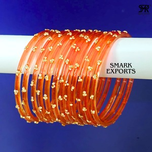 Premium Kashmiri Noor Glass <b>Bangles</b> Set 12-Piece Gold Plated Indian Traditional Bridal Wedding Ethnic Women's <b>Bracelet</b> - Product Image 5