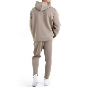 Conjunto de Sudadera con Capucha Oversize de Algodón para Hombre y Pantalones de Chándal de Hombro Caído, Estilo Urbano Liso, Chándal de Invierno para Hombre - Product Image 4