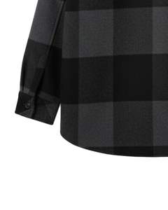 Chemise-veste en flanelle à carreaux personnalisée pour homme, noire anthracite, à manches longues, boutonnée, décontractée, pour l'hiver, vente en gros - Product Image 6