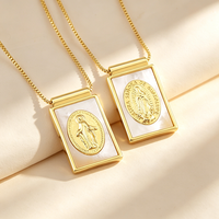 QIKU rétro Rectangle forme Style religieux pendentif à breloque femmes collier croyant prier fête bijoux en gros accessoires cadeau