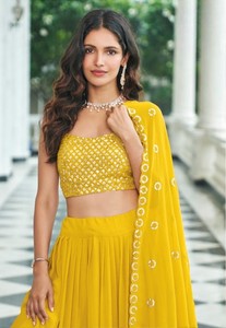 Georgette Faux Fur Free Size Stitched <b>Shrug</b> Suit with Sequences & Thread Work for <b>Wedding</b> & Diwali Knee-Length - Product Image 2