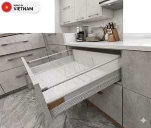 Cajón Telescópico Metálico Moderno con Cierre Suave y Extensión Total para Muebles de Dormitorio, Cocina y Comedor, Vietnam Smooth - Product Image 1